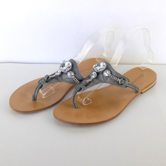 Coccinelle Crystal Embellishments Rhinestone Thong Sandals Size 40/US-9.5 - Picture 2 of 9